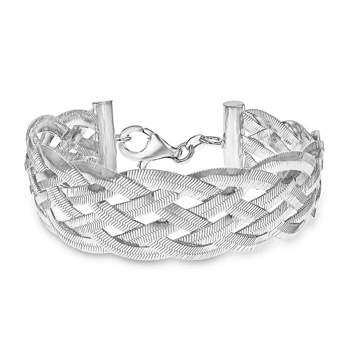 Sterling Silver Six Strand Plaited Herringbone Bracelet 7.5 Inch 7315155 1