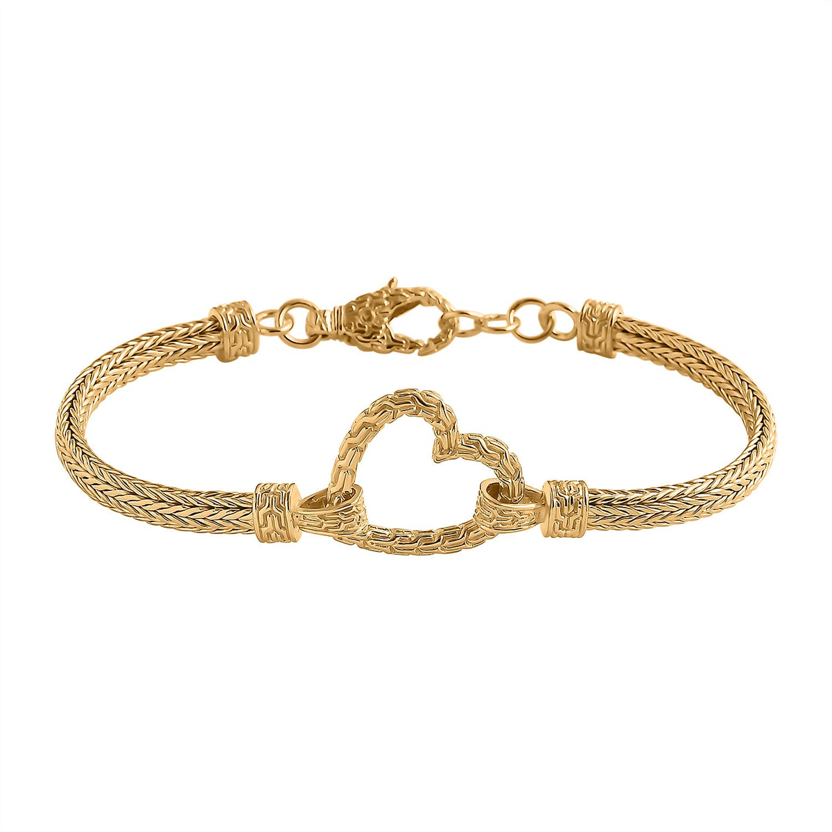 Woven Heart Rope Bracelet in 22K Yellow Gold Vermeil Plated Sterling Silver 7857137 0