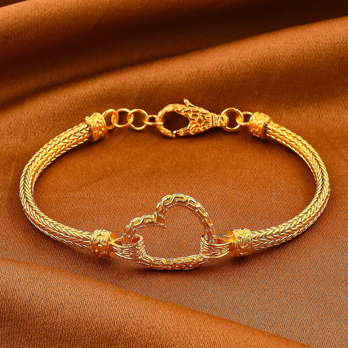 Woven Heart Rope Bracelet in 22K Yellow Gold Vermeil Plated Sterling Silver 7857137 2