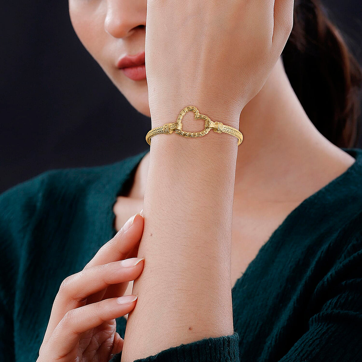 Woven Heart Rope Bracelet in 22K Yellow Gold Vermeil Plated Sterling Silver 7857137 3