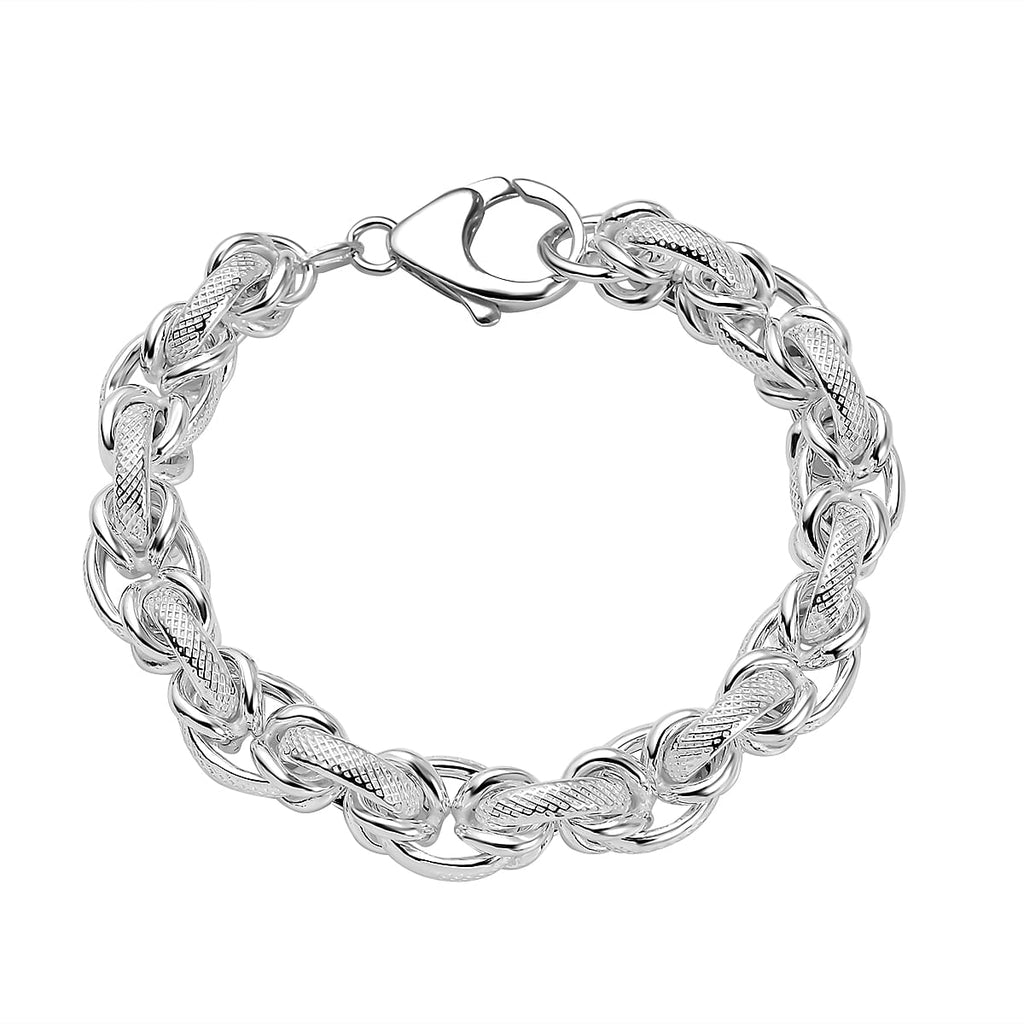 La Bella Italian Made Sterling Silver Knurled Bracelet (Size - 7.5), Silver Wt. 22.1 Gms