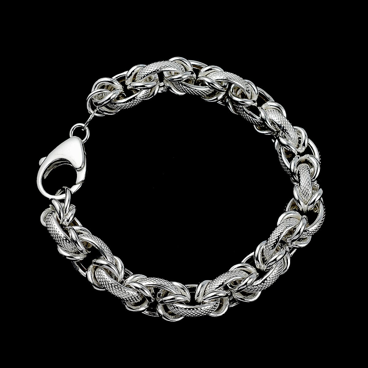 La Bella Italian Made Sterling Silver Knurled Bracelet (Size - 7.5), Silver Wt. 22.1 Gms 7648786 1