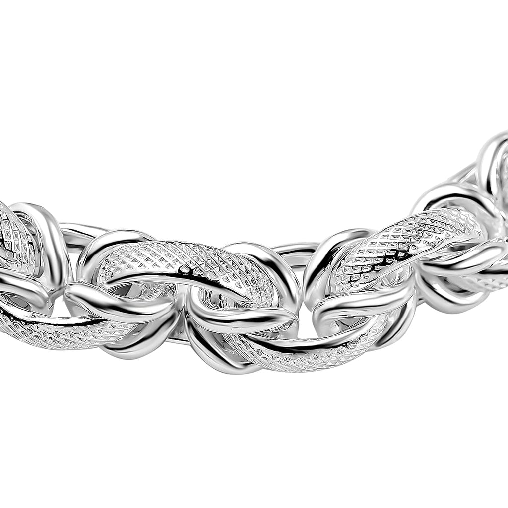 La Bella Italian Made Sterling Silver Knurled Bracelet (Size - 7.5), Silver Wt. 22.1 Gms