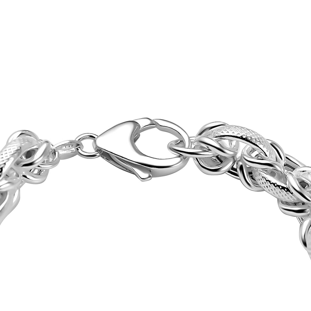 La Bella Italian Made Sterling Silver Knurled Bracelet (Size - 7.5), Silver Wt. 22.1 Gms