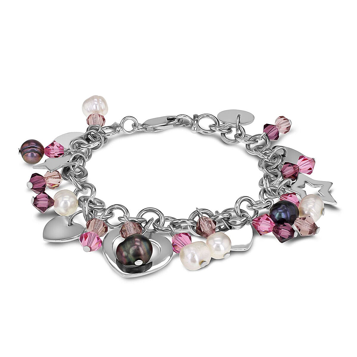 Sterling Silver Multi Stone and Charm Bracelet 7.5 Inch 7313053 0
