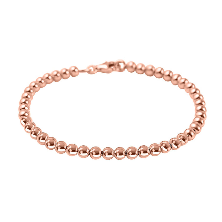 RACHEL GALLEY - Rose Gold Overlay Sterling Silver 4MM Ball Bracelet 7.5 Inch 7676246 1