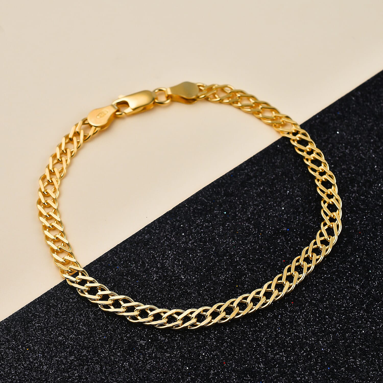 Vicenza Special - Gold Overlay Sterling Silver Double Curb Bracelet (Size - 7.5) 7724034 1