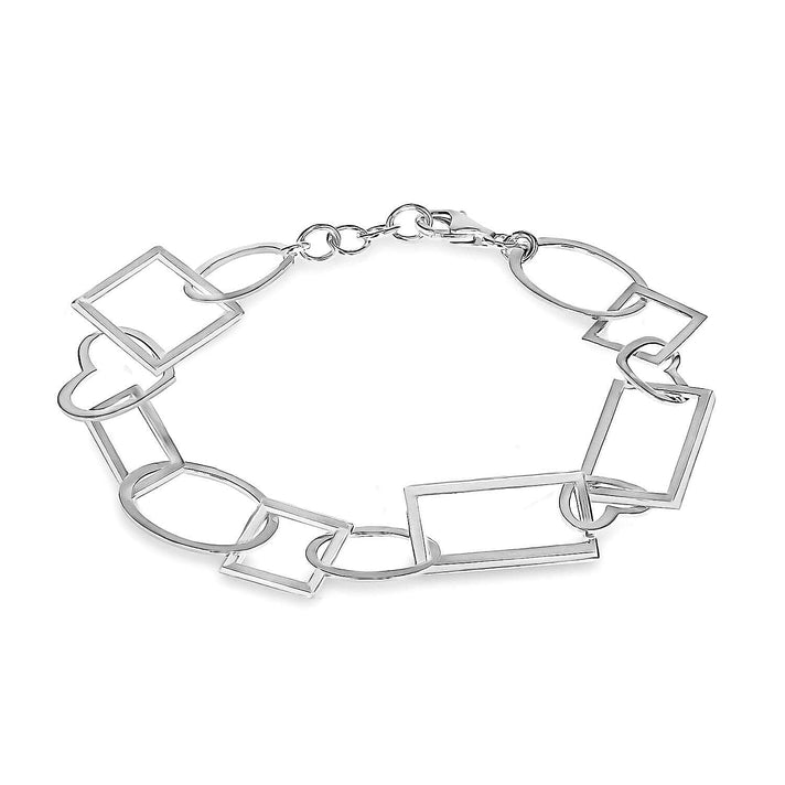 Sterling Silver Multi Cutout Shape Bracelet 7.5 Inch 7313327 1