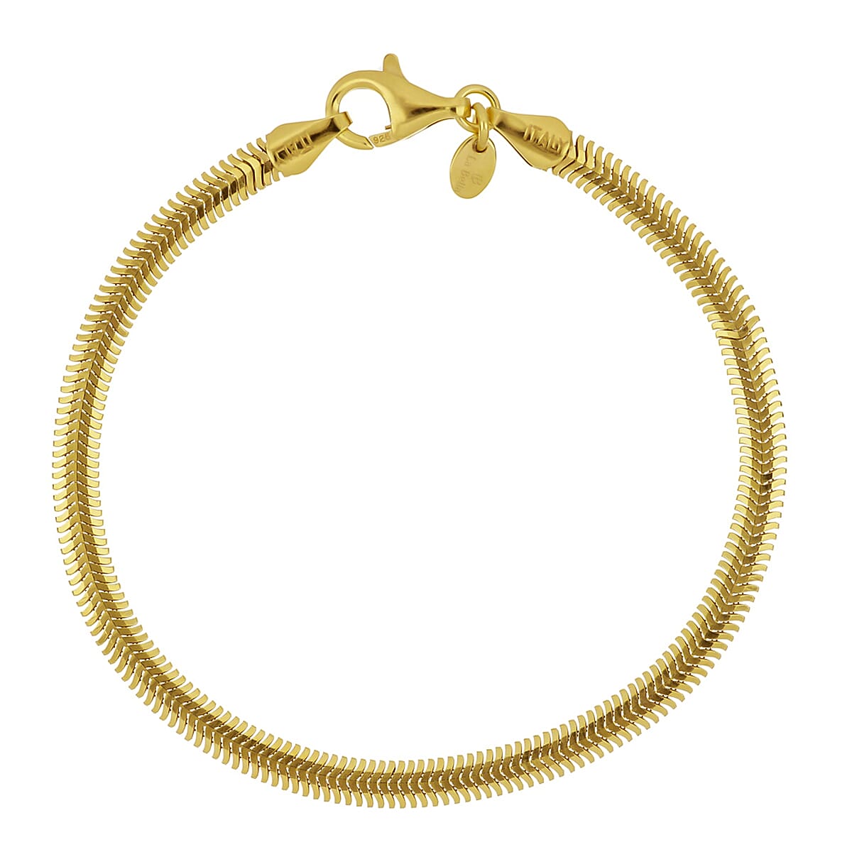 La Bella Collection Yellow Gold Plated Sterling Silver Herringbone Bracelet (Size - 7.5) With Lobster Clasp 7905075 0