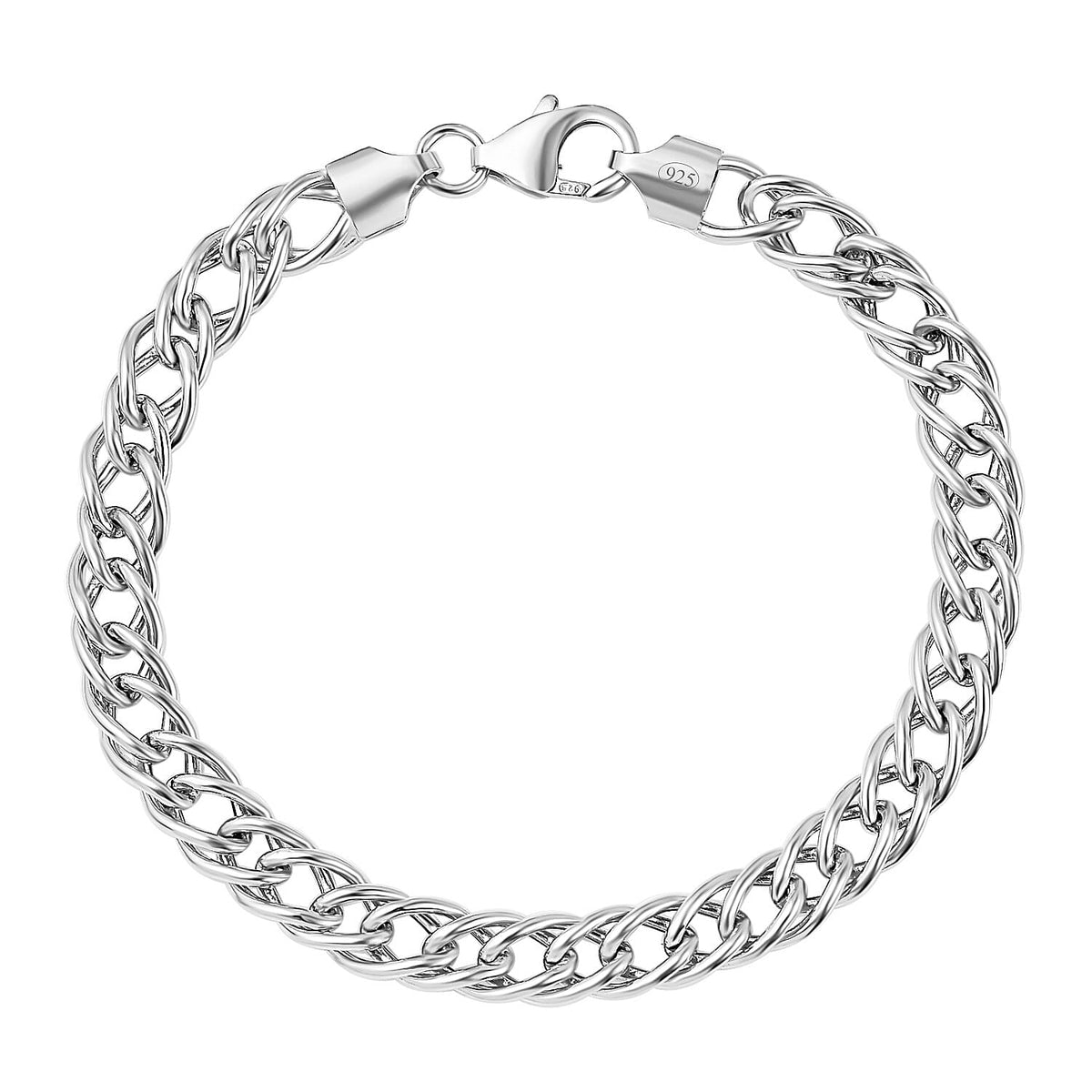 Sterling Silver Double Curb Bracelet (Size - 7.5) 7740203 0