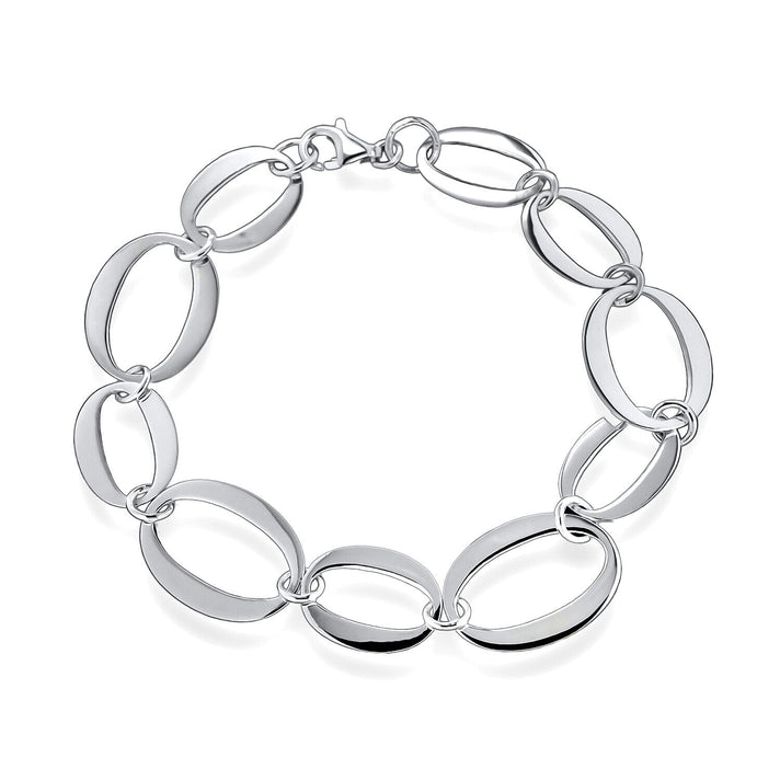 Sterling Silver Flat Oval Link Bracelet 7.5 Inch 7313374 1
