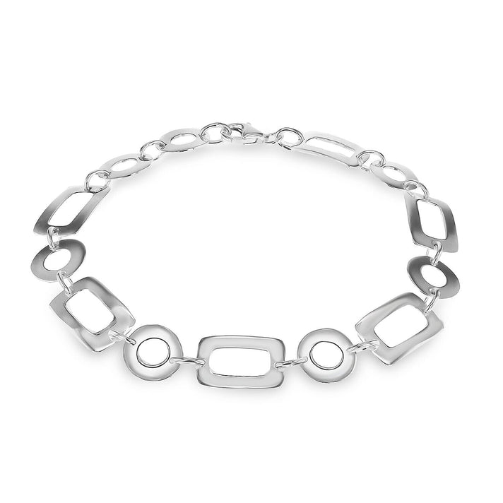 Sterling Silver Rectangles and Circles Cutout Bracelet 7.5 Inch 7313375 1