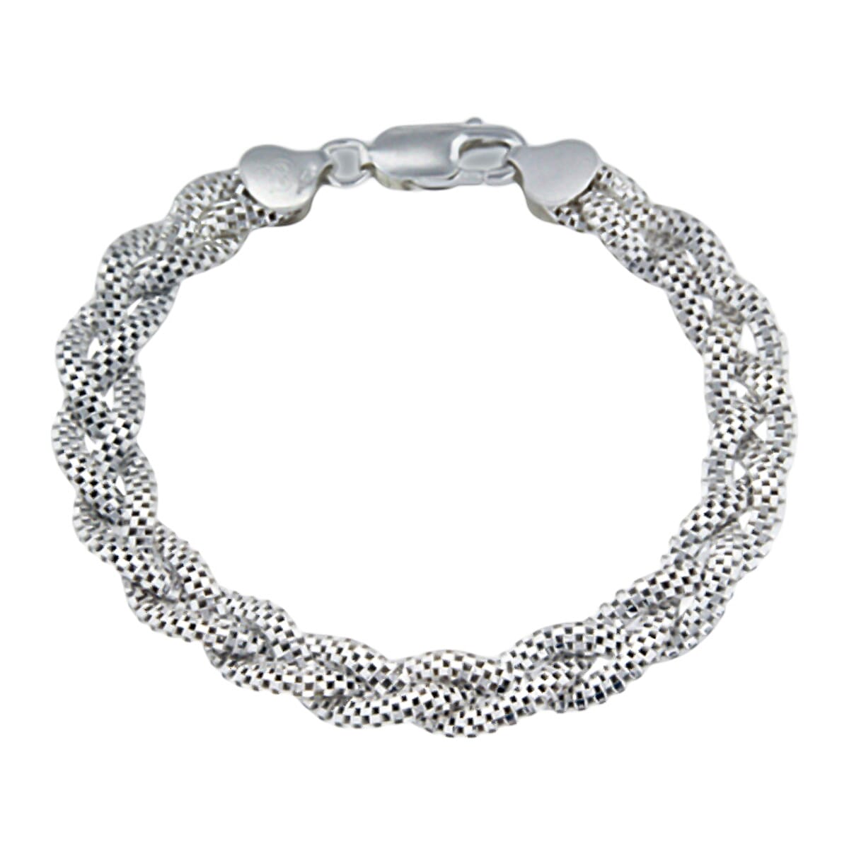 Vicenza Closeout - Sterling Silver Twisted Popcorn Bracelet (Size - 7.5) 7737910 0