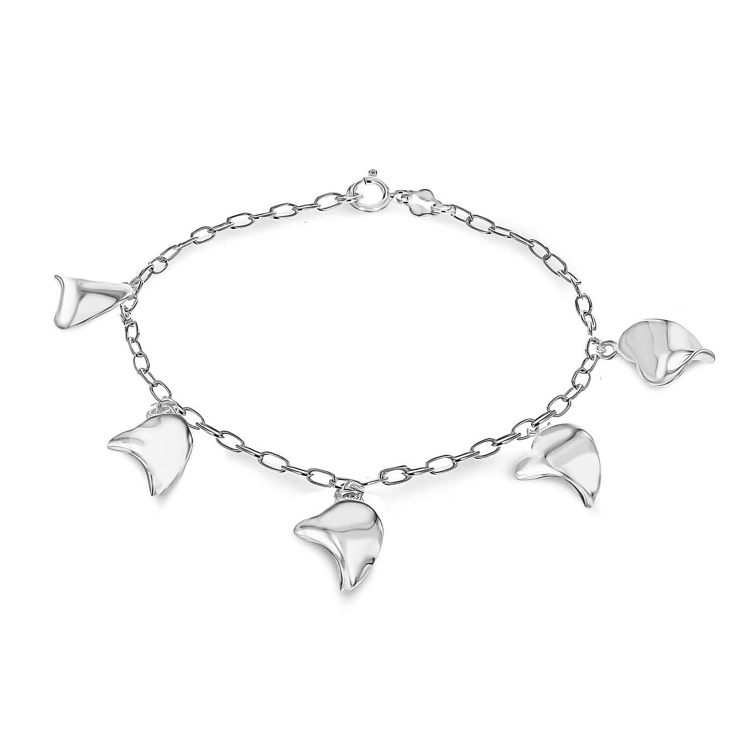 Sterling Silver Organic Heart Charm Bracelet 7.5 Inch 7314854 0