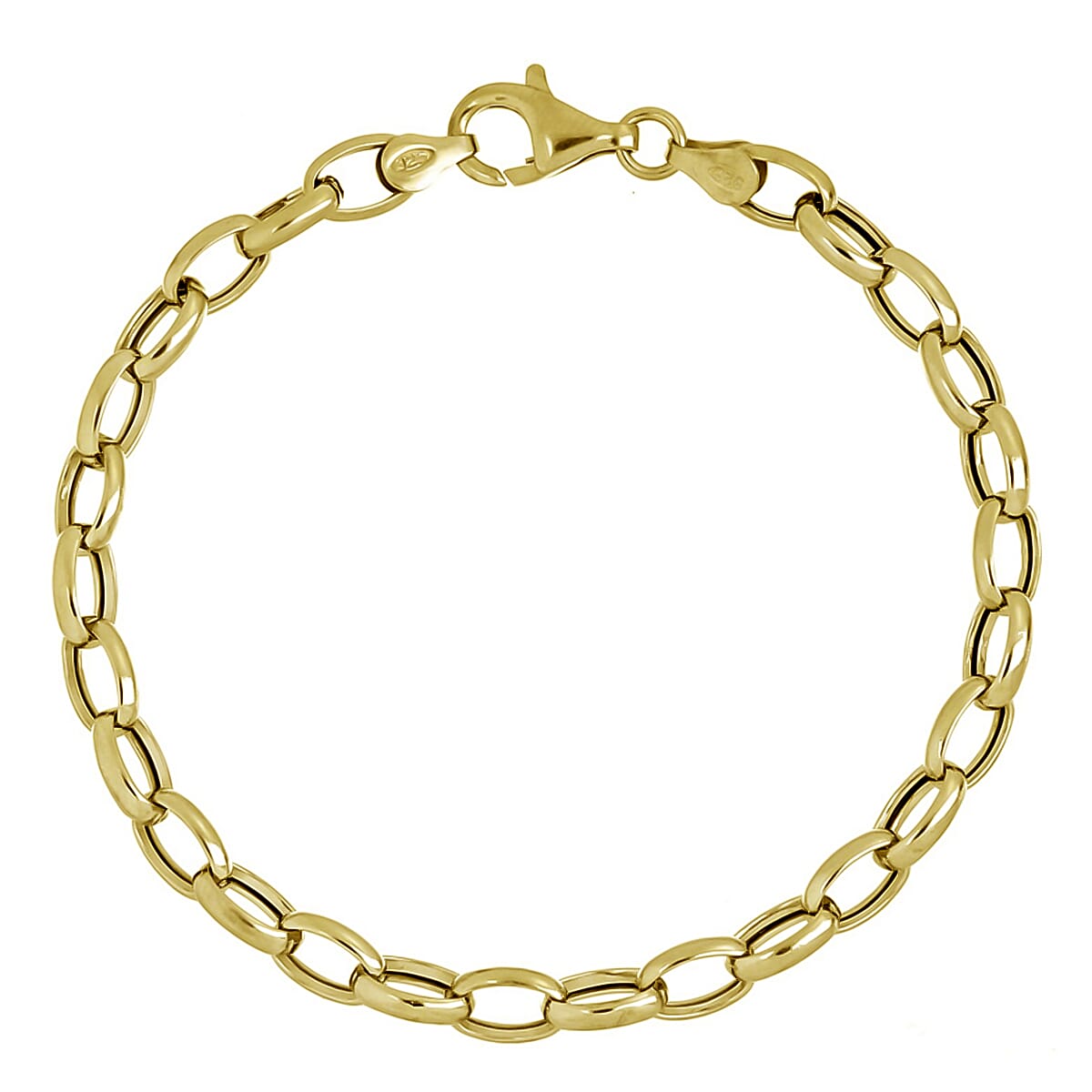 La Bella - One Time Deal - Designer Inspired Rolo Bracelet With Lobster Clasp in Yellow Gold Overlay Sterling Silver (Size - 7.5) 7905077 0