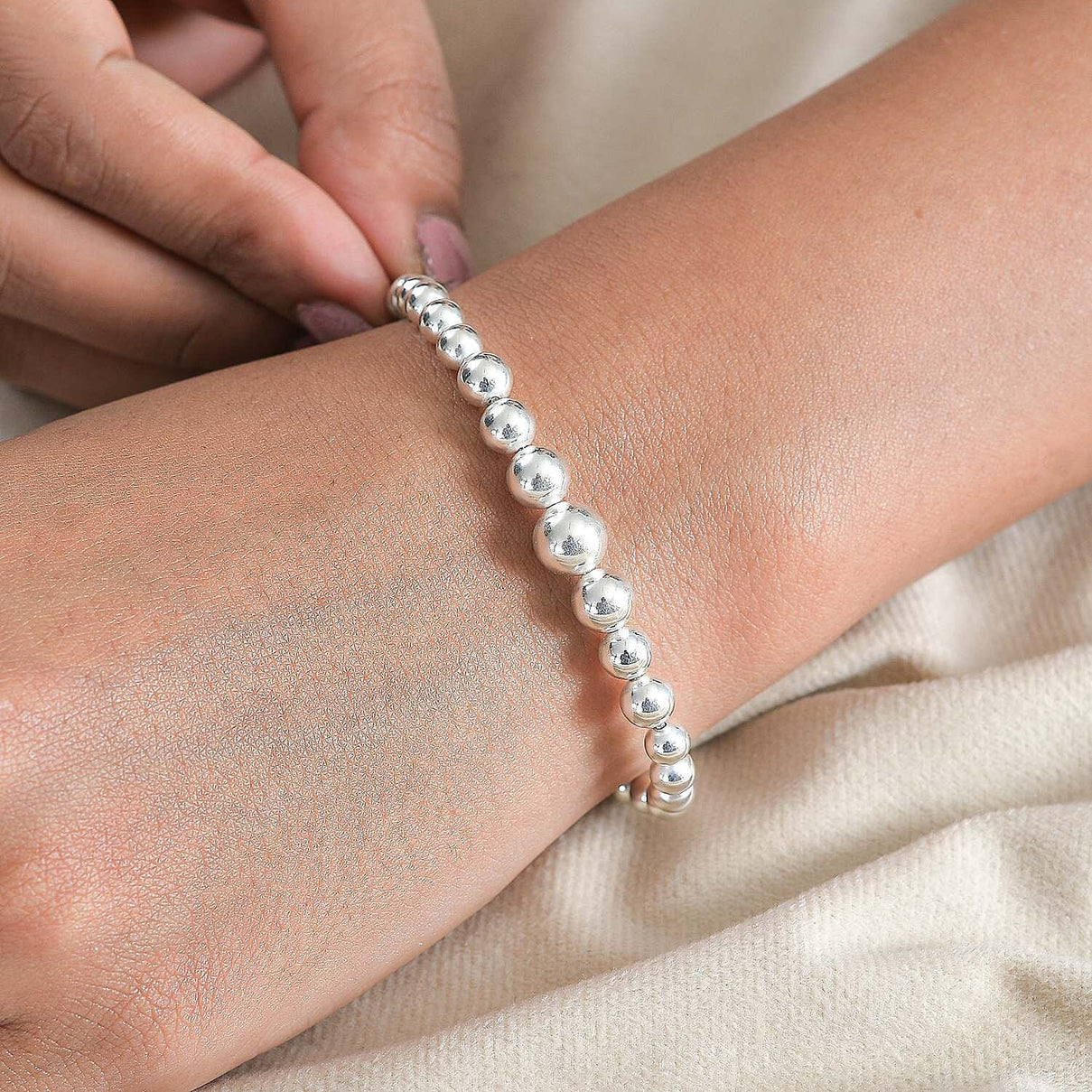Designer Inspired - Sterling Silver Ball Bracelet (Size - 7.5) 7977152 3