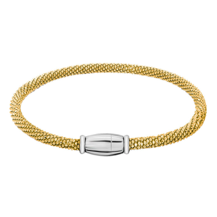 Sterling Silver Yellow Gold Plated Sparkle Magnetic Bracelet 7.5 Inch 7315026 1