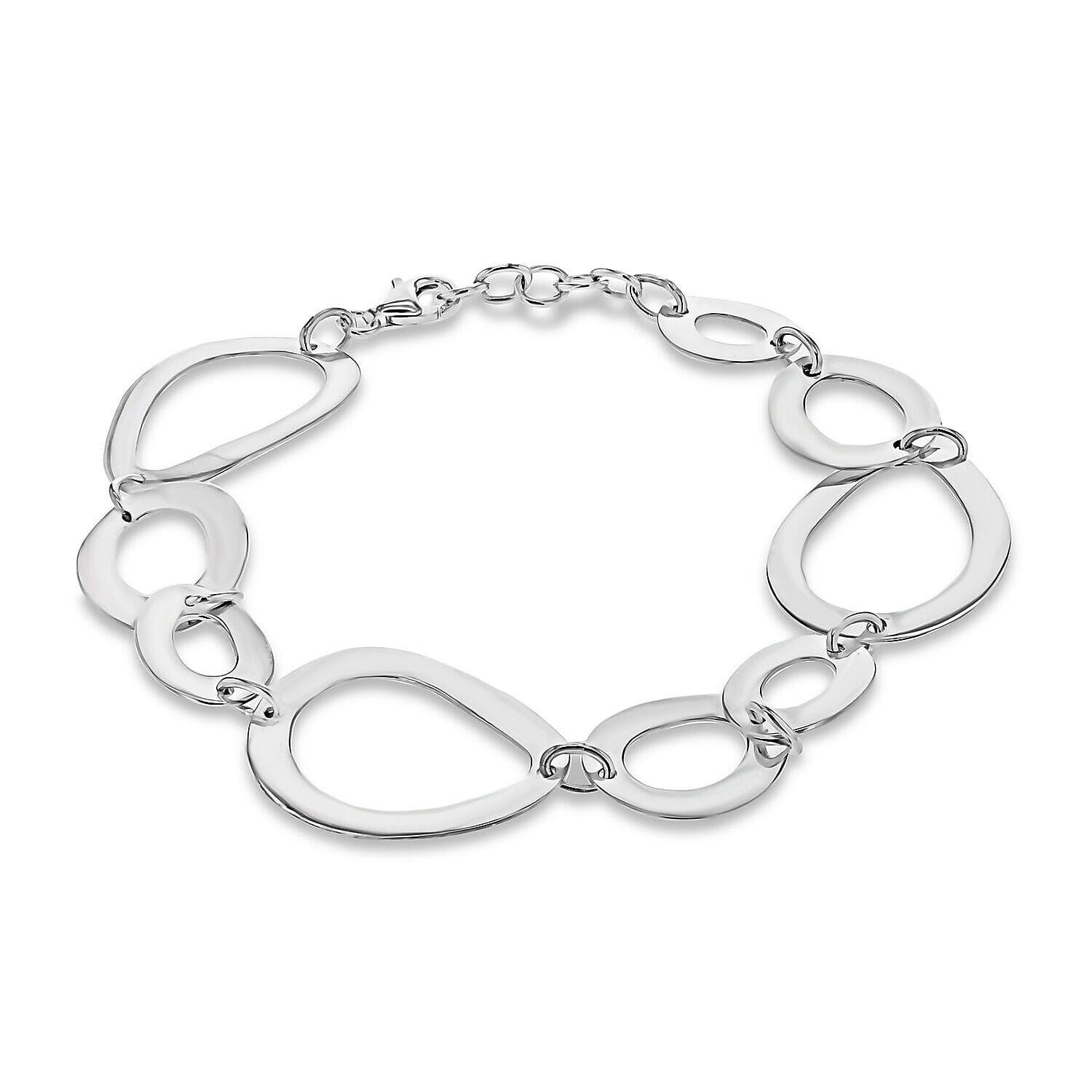 Sterling Silver Organic Oval Link Adjustable Bracelet 7.5 Inch to 8 Inch 7314835 0