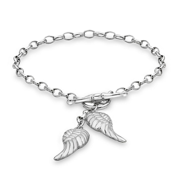 Sterling Silver 9mm x 28mm Angel Wings T Bar Bracelet 7.5 Inch 7314885 1