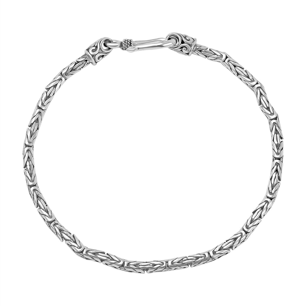 Royal Bali Collection - Handmade Sterling Silver Borobudur Bracelet (Size - 7.5), Silver Wt. 8.70 Gms
