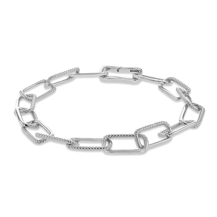 Sterling Silver Rhodium Plated 7.4mm Half Twisted Link Paper Chain Bracelet 7.5 Inch 7313266 1