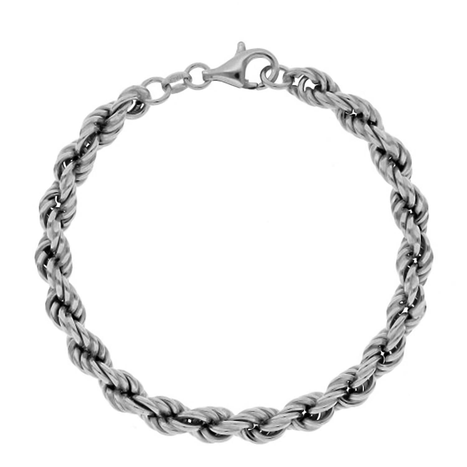 La Bella Fine Italian Jewellery Sterling Silver Rope Bracelet (Size 7.50) with Lobster Clasp, Silver Wt. 8.24 Gms. 7760488 0