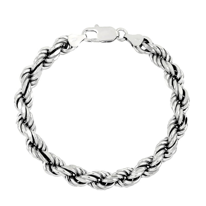 Sterling Silver 7.8MM Rope Bracelet (Size 7.5) with Lobster Clasp 8320957 1