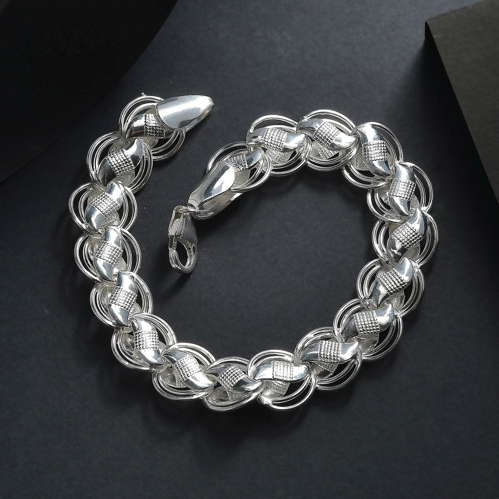 HandMade- Sterling Silver Bracelet (Size - 7.5) with Lobster Clasp 17.39 gms