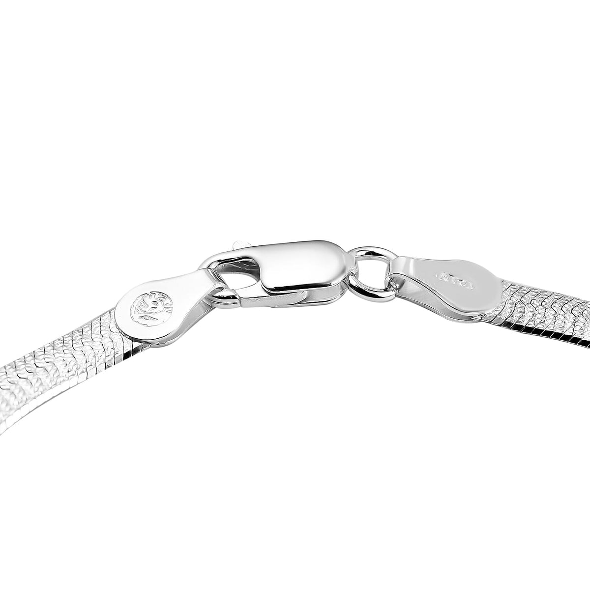 Platinum Overlay Sterling Silver Herringbone Bracelet (Size - 7.5) 7386271 3