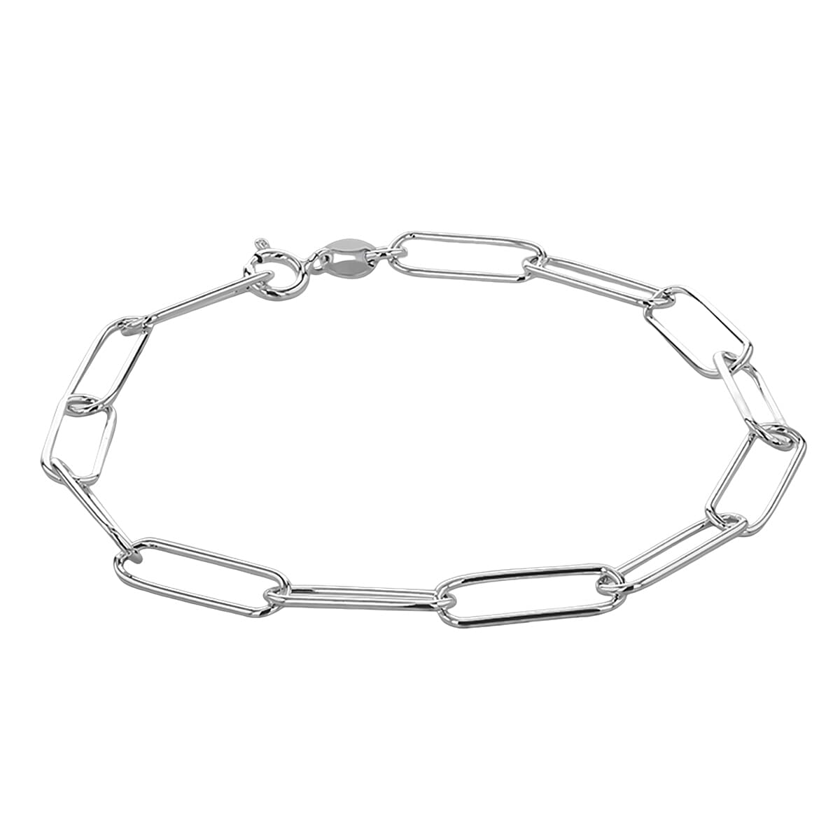 Designer Inspired- Large Paperclip Chain Bracelet (Size - 7.5) with Spring Ring Clasp in Sterling Silver 8104779 0