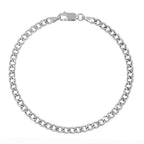 La Bella Handmade- Sterling Silver Curb Bracelet (Size - 7.5) with Lobster Clasp