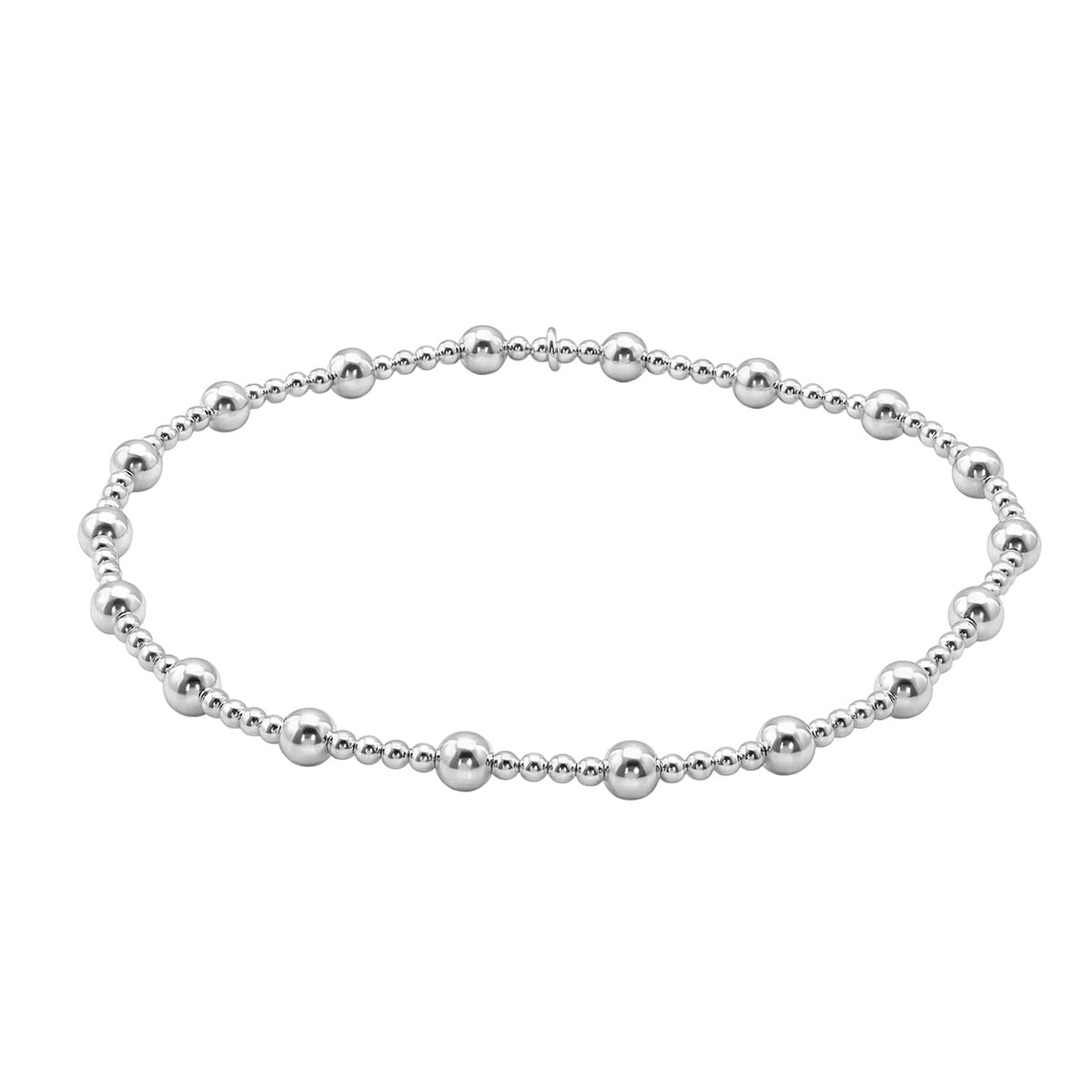 Close Out Deal - Sterling Silver Stretchable Beaded Bracelet (Size - 7) 8503405 0