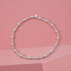Close Out Deal - Sterling Silver Stretchable Beaded Bracelet (Size - 7)