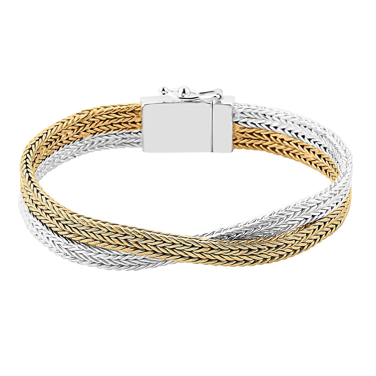 Royal Bali Collection Rwa Bhineda Dual Tone Sterling Silver Bracelet (Size - 7), Silver Wt. 33.00 Gms 7856465 0