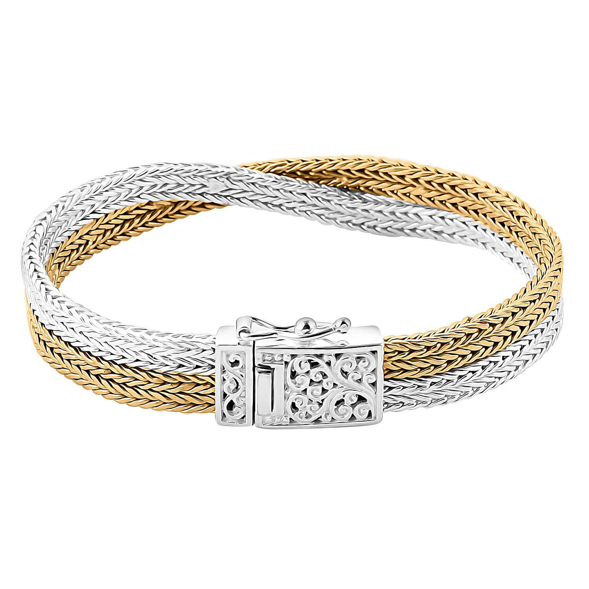 Royal Bali Collection Rwa Bhineda Dual Tone Sterling Silver Bracelet (Size - 7), Silver Wt. 33.00 Gms 7856465 3