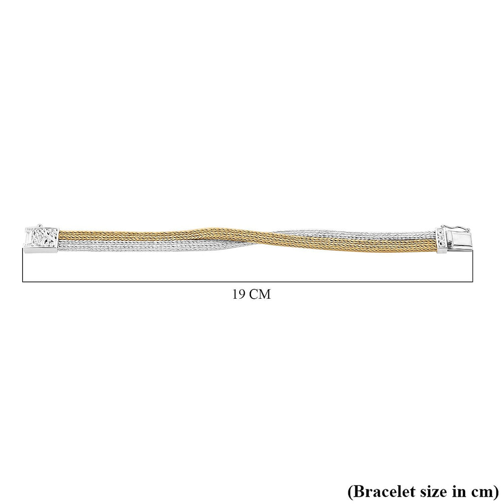 Royal Bali Collection Rwa Bhineda Dual Tone Sterling Silver Bracelet (Size - 8), Silver Wt. 34.40 Gms
