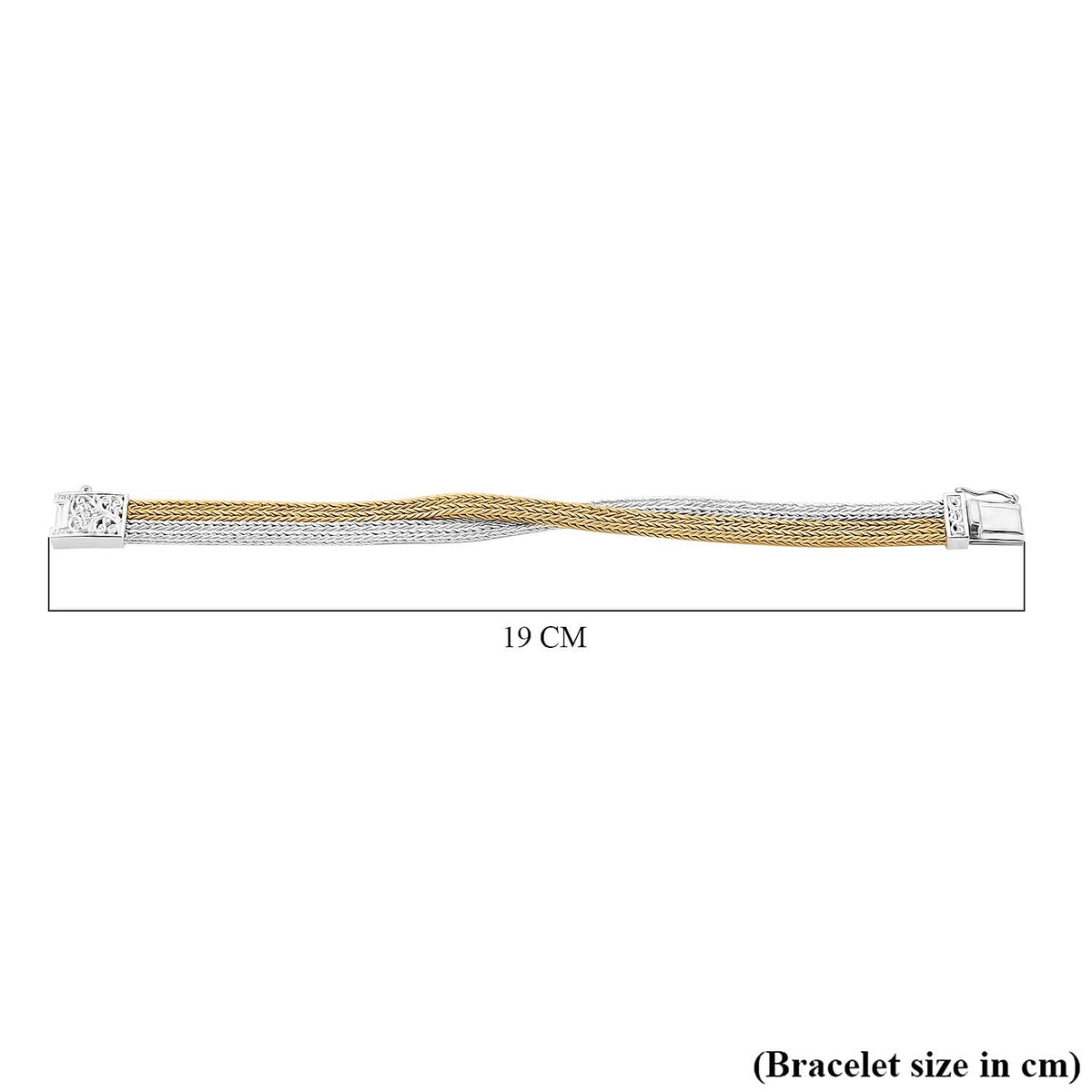 Royal Bali Collection Rwa Bhineda Dual Tone Sterling Silver Bracelet (Size - 7), Silver Wt. 33.00 Gms 7856465 5