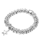 Sterling Silver Rings with Star Stretchable Bracelet (Size - 7), Silver Wt. 55.70 Gms