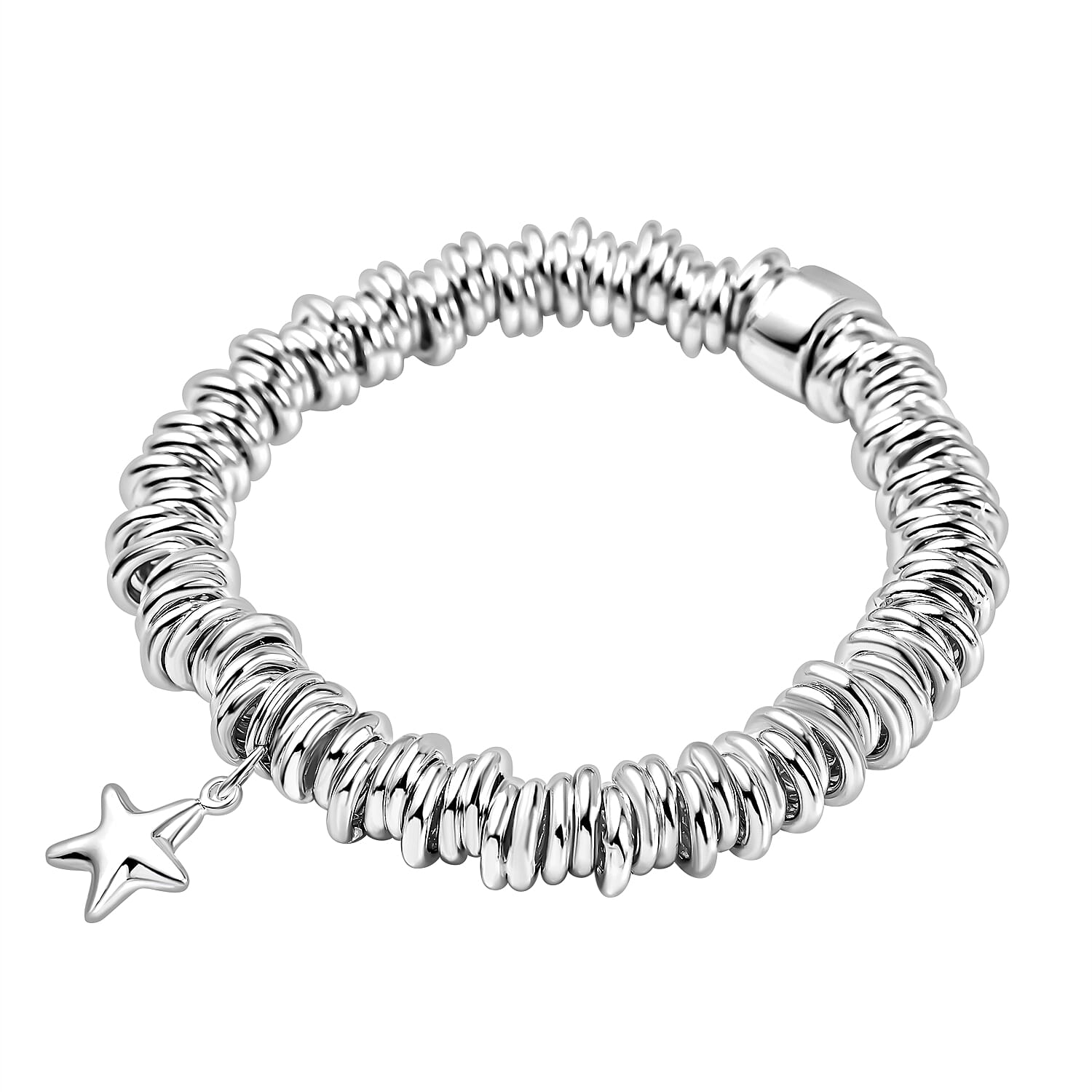 Sterling Silver Rings with Star Stretchable Bracelet (Size - 7), Silver Wt. 55.70 Gms 7694242 4