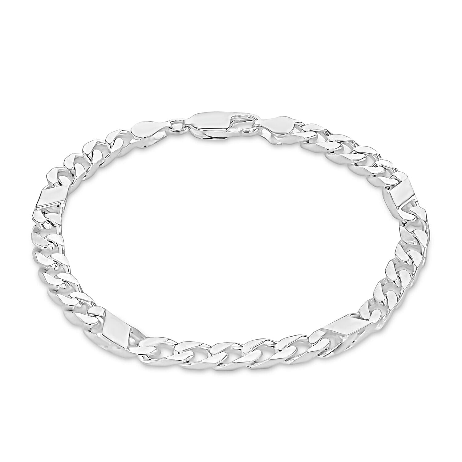 Sterling Silver 6mm Bar and Curb Bracelet 8.5 Inch 7313095 0