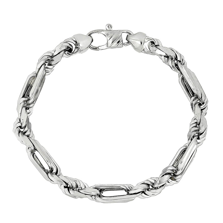 La Bella Fine Italian Jewellery - Handmade Sterling Silver Rope Figaro Bracelet With Lobster Clasp (Size - 8.5) 7899330 1
