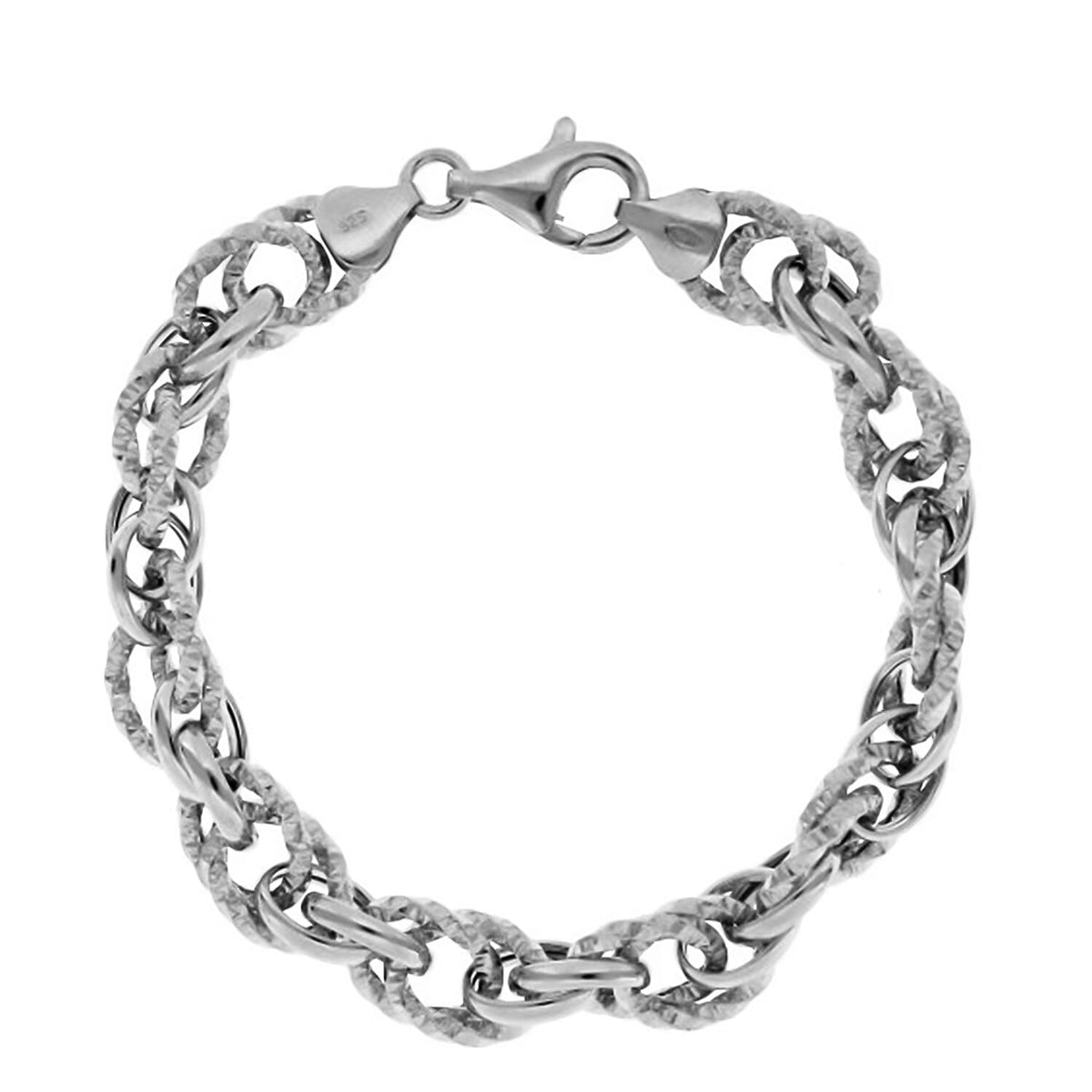 La Bella Fine Italian Jewellery - Sterling Silver Baroque Syle Textured Bracelet (Size 8), Silver Wt. 13.82 Gms. 7760490 0