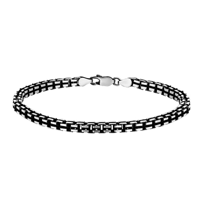 Sterling Silver Oxidised 4mm Grooved Box Bracelet 8 Inch 7313288 1