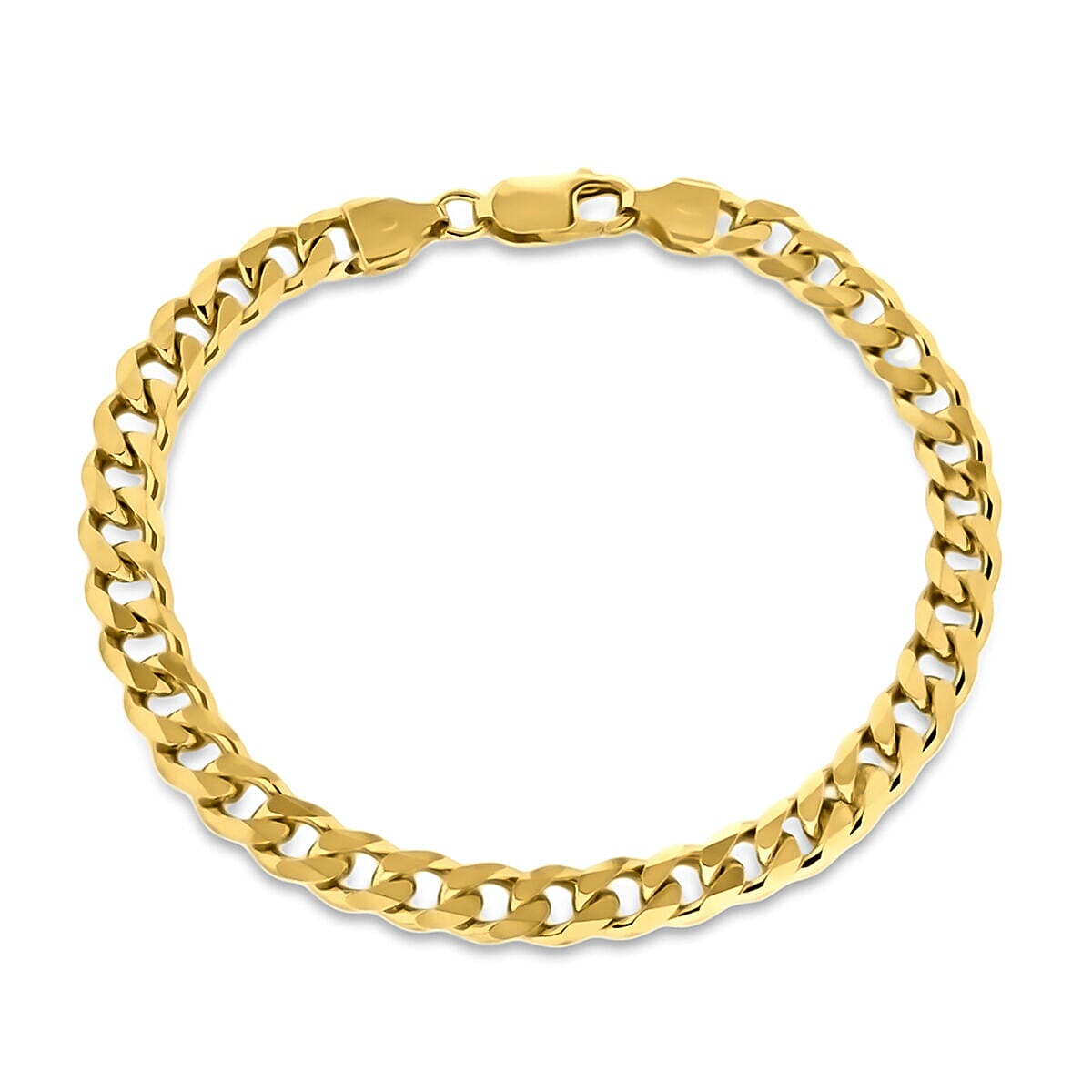 Sterling Silver Micron Yellow Gold Plated Curb Chain Bracelet 8 Inch 7315170 0