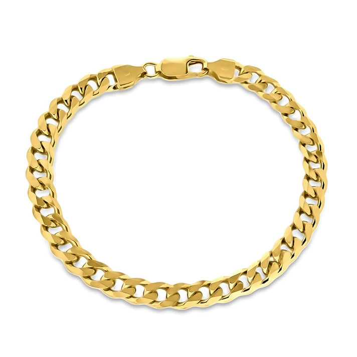 Sterling Silver Micron Yellow Gold Plated Curb Chain Bracelet 8 Inch 7315170 1