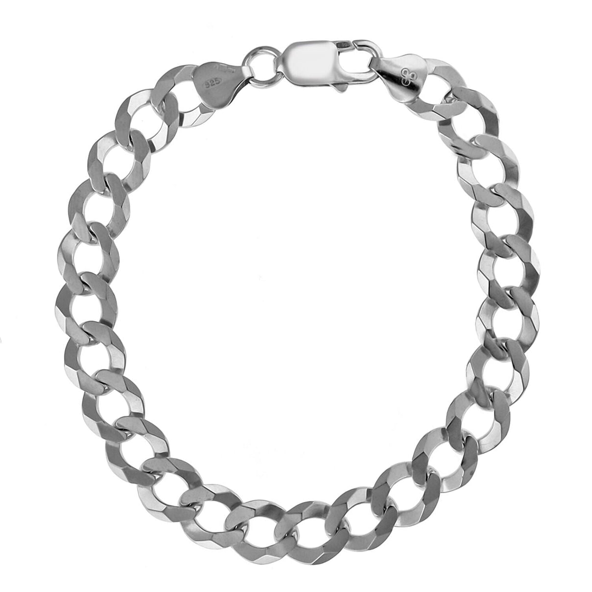 Sterling Silver Diamond Cut Flat Curb Bracelet 8 Inch 7313097 0