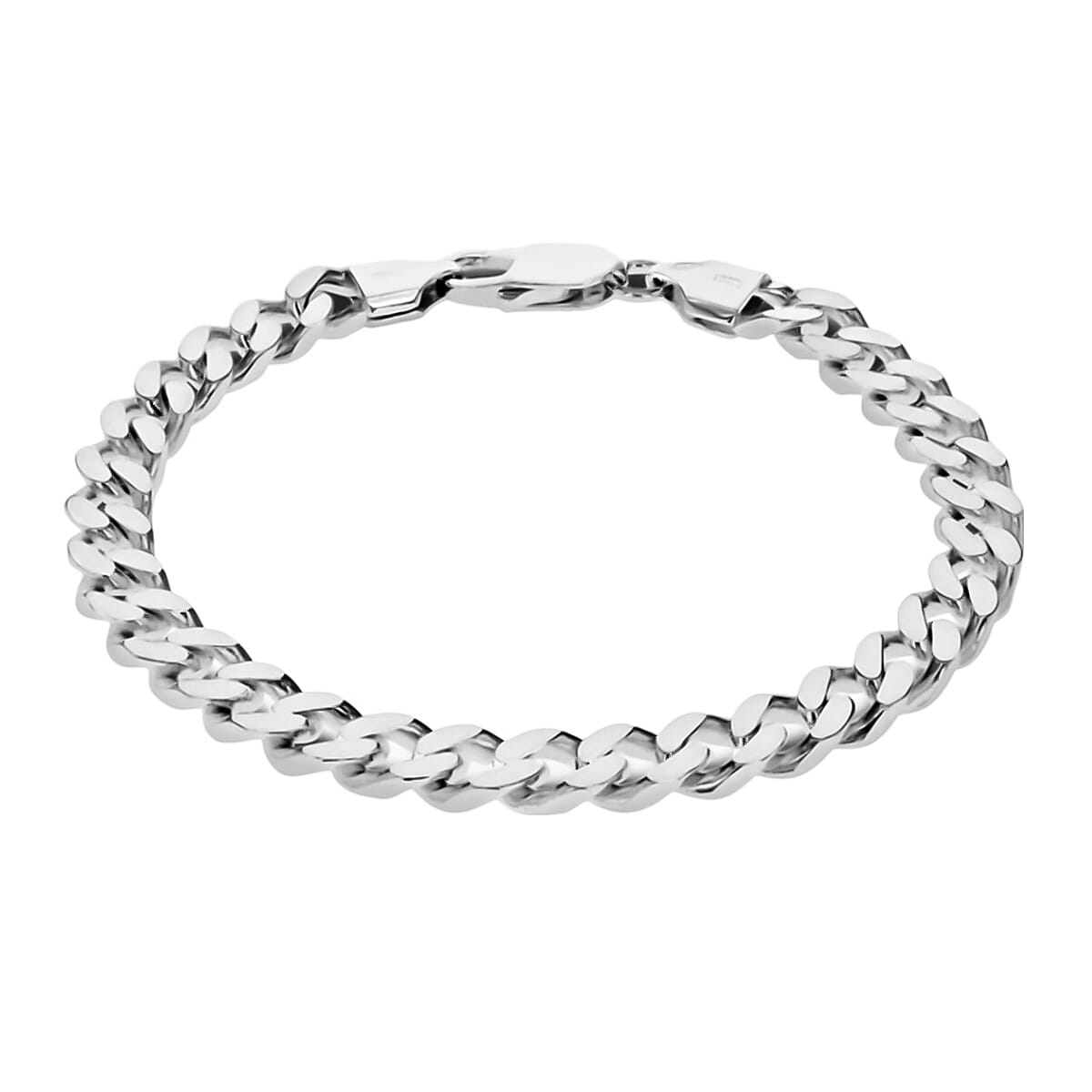 JCK Vegas - Sterling Silver Square Curb Bracelet (Size - 8), Silver Wt. 17.40 Gms 7737894 0