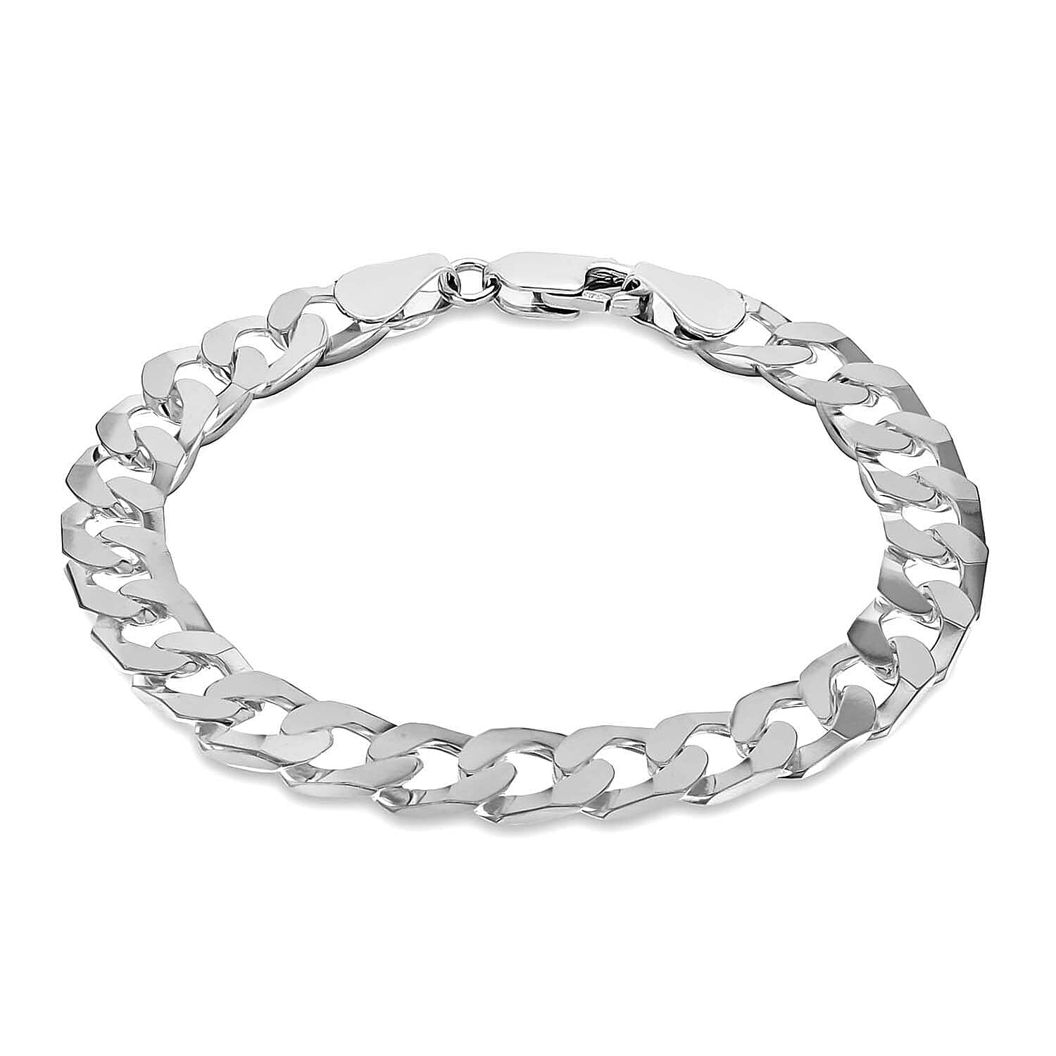 Sterling Silver Flat Square Link Curb Bracelet 8 Inch 7313101 0