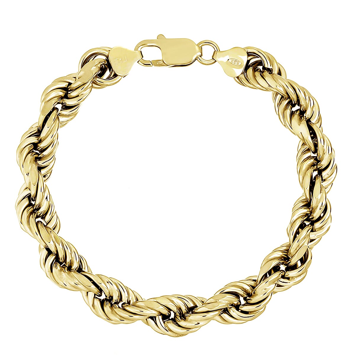 La Bella Fine Italian Jewellery - Handmade Yellow Gold Overlay Sterling Silver Rope Bracelet With Lobster Clasp (Size - 8) 7901070 0