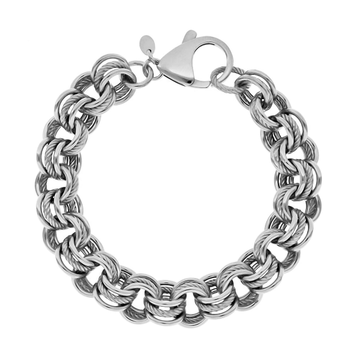 La Bella - Italian Designer Closeout - Triple Link Sterling Silver Bracelet (Size 8), Silver Wt. 21.50 Gms. 7760497 0